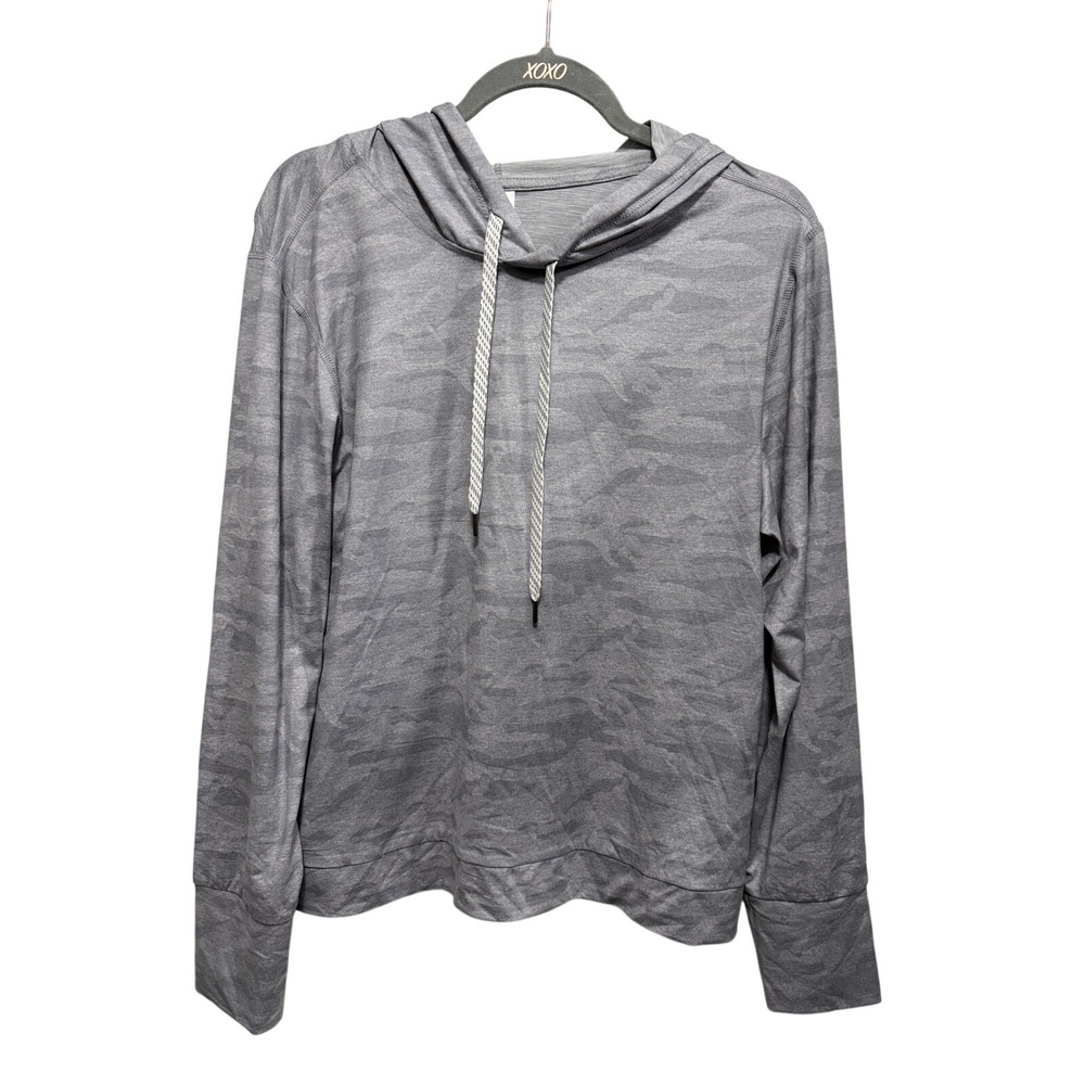 Member's Mark Favorite Soft Pullover Hoodie Womens L Grey Camouflage Lightweight
